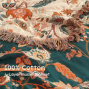 Boho Throw Blanket for Bed 90”x98”, 100% Cotton Woven Blanket for Couch Sofa, Ultra Soft 4-Layer Muslin Quilt with Floral Printed, Farmhouse Bed Blanket/Cover for Living Room Decor by CozyNest Decor