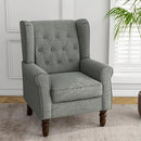 Lumibee High Back Accent Chair,Upholstered Wingback Armchair with Solid Wood Legs for Small Spaces,Comfy Single Sofa Chair for Living Room,Bedroom,Office-Gray by CozyNest Decor