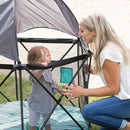 Baby Delight Go With Me Eclipse Mesh Portable Playard | Playpen | Sun Canopy | Indoor and Outdoor | Watercolor Stripe Base by TinyTreasures Baby Boutique