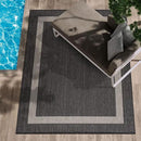 CAMILSON Outdoor Rug 9x12, Large Modern Outside Rugs for Patios Porches Waterproof Durable Washable Non-Shedding, Easy-to-Clean Indoor Outdoor Area Carpet (9 x 12, Bordered - Dark Gray/Light Gray) by CozyNest Decor