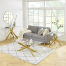 Modern Style Square Side Table with Tempered Glass Top and Metal Tubular Legs, Gold 20”Dx20”Wx22”H by CozyNest Decor