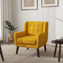 UIXE Accent Chair, Modern Upholstered Armchair in Fabric for Living Room, Comfy Club Arm Chairs Single Sofa Button Tufted Bedroom Reading Seat - Yellow, Set of 1 by CozyNest Decor