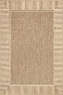 nuLOOM 9'6" x 12' Outdoor Area Rug, Casual Design With Striped Border, Stain Resistant, Highly Durable, For Patio, Balcony, Bedroom, Living Room, Dining Room, Bathroom, Light Brown by CozyNest Decor