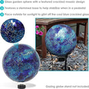 Sunnydaze 10-inch Gazing Ball for Garden - Crackled Glass Mosaic Gazing Globe for Outside - Deep Ocean Swirl Mosaic by CozyNest Decor