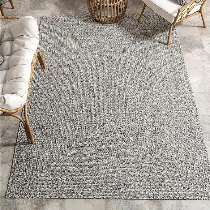 nuLOOM 2' x 10' Solid Hand Braided Indoor/Outdoor Area Rug, Pet-Friendly, High Traffic, Weather Resistant, for Patio, Balcony, Bedroom, Living, Dining Room, Wynn Salt and Pepper, photo 3 of 7