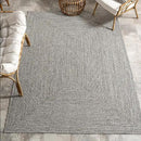 nuLOOM 2' x 10' Solid Hand Braided Indoor/Outdoor Area Rug, Pet-Friendly, High Traffic, Weather Resistant, for Patio, Balcony, Bedroom, Living, Dining Room, Wynn Salt and Pepper by GreenHaven Gardens