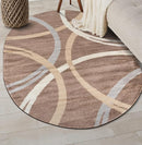 Rugshop Modern Wavy Circles Design Oval Area Rug 5' x 7' Brown by TinyTreasures Baby Boutique
