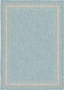 Unique Loom Outdoor Border Collection Area Rug - Soft Border (8' x 11' 4" Rectangle, Aquamarine/ Ivory) by GreenHaven Gardens
