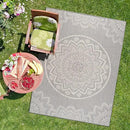 CAMILSON Outdoor Rug 8x10 Modern Area Rugs for Indoor and Outdoor Patios and Porches - Waterproof, Washable, Non-Shedding, Easy-to-Clean Outside Carpet (8 x 10, Medallion - Grey/White) by CozyNest Decor