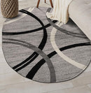 Rugshop Modern Wavy Circles Design Oval Area Rug 5' x 7' Gray by TinyTreasures Baby Boutique