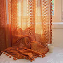 Sutuo Home Burnt Orange Boho Curtains 84 inches Long for Bedroom Living Room, Terracotta Crochet Lace Sheer Bohemian Hollow Knitted Tassels,Window Treatment Drapes Fall Decor, 1 Panel 59" W x 84" L by CozyNest Decor