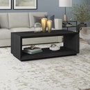 Henn&Hart 48" Rectangular Coffee Table with Open Storage Shelf for Living Room, Family Room, or Office, Black Grain by CozyNest Decor