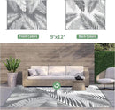 GENIMO Outdoor Rug 9' x 12' Waterproof for Patios Clearance, Reversible Plastic Straw Camping Carpet, Large Area Rugs Mats RV, Picnic, Backyard, Deck, Balcony, Porch, Beach, Grey&White by CozyNest Decor