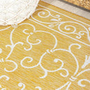 JONATHAN Y SMB106L-5SQ Charleston Vintage Filigree Textured Weave Indoor Outdoor Area Rug, Classic Traditional Transitional Easy Cleaning,Bedroom,Kitchen,Backyard,Patio, Yellow/Cream, 5' Square by GreenHaven Gardens