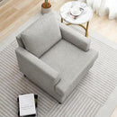 Mid-Century Accent Chair,Modern Linen Fabric Armchair for Living Room,Comfy Upholstered Reading Accent Chairs for Bedroom,Single Sofa Chair with Wood Legs (Light Grey, 1 Pack) by CozyNest Decor