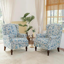 Lumibee Wingback Accent Chair, 2 Set High Back Floral Armchairs in Fabric,Comfy Upholstered Reading Single Sofa Chairs with Solid Wood Legs for Living Room,Bedroom,Office-Boho Blue by CozyNest Decor