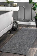 nuLOOM 2' x 6' Solid Hand Braided Indoor/Outdoor Area Rug, Pet-Friendly, High Traffic, Weather Resistant, for Patio, Balcony, Bedroom, Living, Dining Room, Wynn Charcoal by GreenHaven Gardens