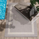CAMILSON Outdoor Rug 9x12,Large Modern Outside Rugs for Patios Porches Waterproof Durable Washable Non-Shedding, Easy-to-Clean Indoor Outdoor Area Carpet (9 x 12, Bordered - Gray/White) by GreenHaven Gardens