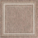 Unique Loom Outdoor Border Collection Area Rug - Soft Border (6' 1" Square Brown/Ivory) by GreenHaven Gardens