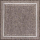 Unique Loom Outdoor Border Collection Area Rug - Soft Border (7' 10" Square Brown/Ivory) by GreenHaven Gardens