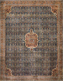 Loloi Layla Collection LAY-09 Cobalt Blue/Spice 9'-0" x 12'-0" .13" Thick Area Rug, Soft, Durable, Vintage Inspired, Distressed, Low Pile, Non-Shedding, Easy Clean, Printed, Living Room Rug by CozyNest Decor