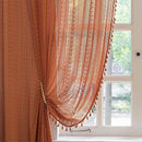 Sutuo Home Burnt Orange Boho Curtains 90 inches Long for Bedroom Living Room, Terracotta Crochet Lace Sheer Bohemian Knitted with Fringes,Window Treatment Drapes, Rod Pocket 1 Panel 59" W x 90" L by CozyNest Decor