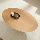 Modern Oval Coffee Table with Wood Pedestal,47.24" Farmhouse Center Table for Living Room, Ellipse Coffee Tables Tea Table for Bedroom, Apartment-Natural by CozyNest Decor