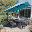 PURPLE LEAF Cantilever Umbrella with Base 9 Feet Patio Outdoor Aluminum Offset Umbrella with 360-degree Rotation for Garden Deck Pool Patio Turquoise Blue by GreenHaven Gardens