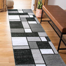 Contemporary Modern Boxes Grey Area Rug Runner 2' x 7' 2" by TinyTreasures Baby Boutique