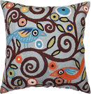Tree of Life Birds Pillow Cover Teal Blue Floral Pillowcase Botanical Floral Outdoor Suzani Cushions Traditional Flower Cushion Hand Embroidered Cushions Wool Size - 18x18 by CozyNest Decor