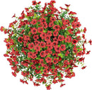 Artificial Fake Hanging Red Plants Flowers Basket for Outdoor Fall Winter Christmas, Faux Silk Daisy Mums Look Real UV Resistant for Outside Porch Home Patio Garden Yard Decoration by GreenHaven Gardens