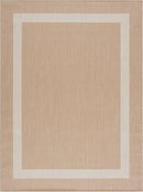 CAMILSON Outdoor Rug 9x12, Large Modern Outside Rugs for Patios Porches Waterproof Durable Washable Non-Shedding, Easy-to-Clean Indoor Outdoor Area Carpet (9 x 12, Bordered - Beige/White) by CozyNest Decor