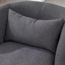KINWELL 34" Wide Boucle Swivel Barrel Chairs Set of 2, No Assembly Round Upholstered Armchairs Accent Chairs Single Sofa Chair with Toss Pillow for Living Room and Bedroom, Dark Grey by CozyNest Decor