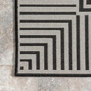 nuLOOM 5' x 8' Outdoor Area Rug, Casual Design With Striped Border, Stain Resistant, Highly Durable, For Patio, Balcony, Bedroom, Living Room, Dining Room, Bathroom, Black by CozyNest Decor