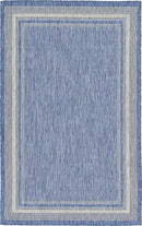 Unique Loom Outdoor Border Collection Area Rug - Soft Border (5' 3" x 8' Rectangle Blue/Ivory) by GreenHaven Gardens