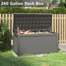 260 Gallon Resin Deck Box, Large Indoor and Outdoor Storage Box, Weatherproof and UV Resistant Outdoor Storage Box with Built-in Steel Beams for Patio Cushions, Pool Supplies by CozyNest Decor