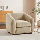 Modern Accent Chair for Living Room, Upholstered Armchair with Linen Fabric, Single Sofa Chair with Solid Wood Legs, Boucle, Camel by CozyNest Decor