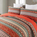 NEWLAKE Cotton Bedspread Quilt Sets - Reversible Patchwork Coverlet Set, Red Striped Jacquard Pattern, California King Size by CozyNest Decor