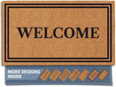 Barnyard Designs Natural Coco Coir Heavy Duty Backing Doormat - Large Cute Non-Slip Front Door Welcome Mat for Outside Entrance or Porch Entry, Brown (17x30, Welcome) by CozyNest Decor
