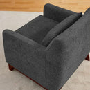 Extra Deep Accent Chair, Comfy Fabric Armchair with Wood Base, Upholstered Single Sofa Chair for Living Room & Bedroom, Boucle Dark Gray by CozyNest Decor