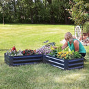 Sunnydaze 11.75" H Raised Metal Garden Bed - Galvanized Raised Garden Bed Outdoor for Vegetables and Flowers - Dark Gray - L-Shaped by GreenHaven Gardens