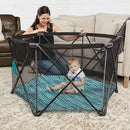 Baby Delight Go With Me Eclipse Mesh Portable Playard | Playpen | Sun Canopy | Indoor and Outdoor | Watercolor Stripe Base by TinyTreasures Baby Boutique