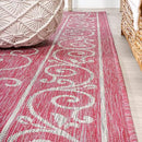 JONATHAN Y SMB106J-4 Charleston Vintage Filigree Textured Weave Indoor Outdoor Area Rug, Classic Traditional Easy-Cleaning,Bedroom,Kitchen,Backyard,Patio,Non Shedding, 4 X 6, Fuchsia/Light Gray