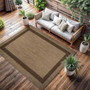 CAMILSON Outdoor Rug 10x14 - Large Modern Outside Rugs for Patios Porches Waterproof Durable Washable Non-Shedding, Easy-to-Clean Indoor Outdoor Area Carpet (10 x 14, Bordered - Jute) by CozyNest Decor