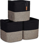 NaturalCozy Storage Cubes 11 Inch Cotton Rope Woven Baskets for Organizing, 3-Pack | Cube Storage Bin | Square Storage Baskets for Shelves Organizer, Classroom, Kids Toy Bins, Closet, Baby Nursery by TinyTreasures Baby Boutique