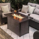 Nuu Garden Outdoor 43 Inch 50,000 BTU Propane Fire Pit Table, CSA Certified Patio Propane Fire Pit with Wind Guard, Lid, Oxford Cover, 7 lbs Glass Stone, Dark Brown by GreenHaven Gardens