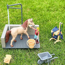 Peagrav Horse Stable Playset with Rider, Wash Area, Fence & Animal Figures - Gifts for Girls & Boys Aged 3-8 by GreenHaven Gardens