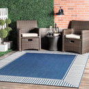 nuLOOM 10' x 12' Outdoor Area Rug, Casual Design With Striped Border, Stain Resistant, Highly Durable, For Patio, Balcony, Bedroom, Living Room, Dining Room, Bathroom, Navy by CozyNest Decor