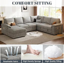 108 Inch Modular Sectional Sofa with Pull Out Bed,U Shaped 7 Seat Sectional Sleeper Sofa with Storage,Sectional Couches for Living Room,Cloud Modular Couch,Removable Sofa Cover,Light Gray by CozyNest Decor
