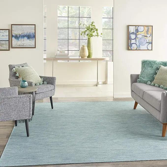 Nourison Home Positano 5' x 7' Aqua Fabric Modern Area Rug (5' x 7'), photo 4 of 10